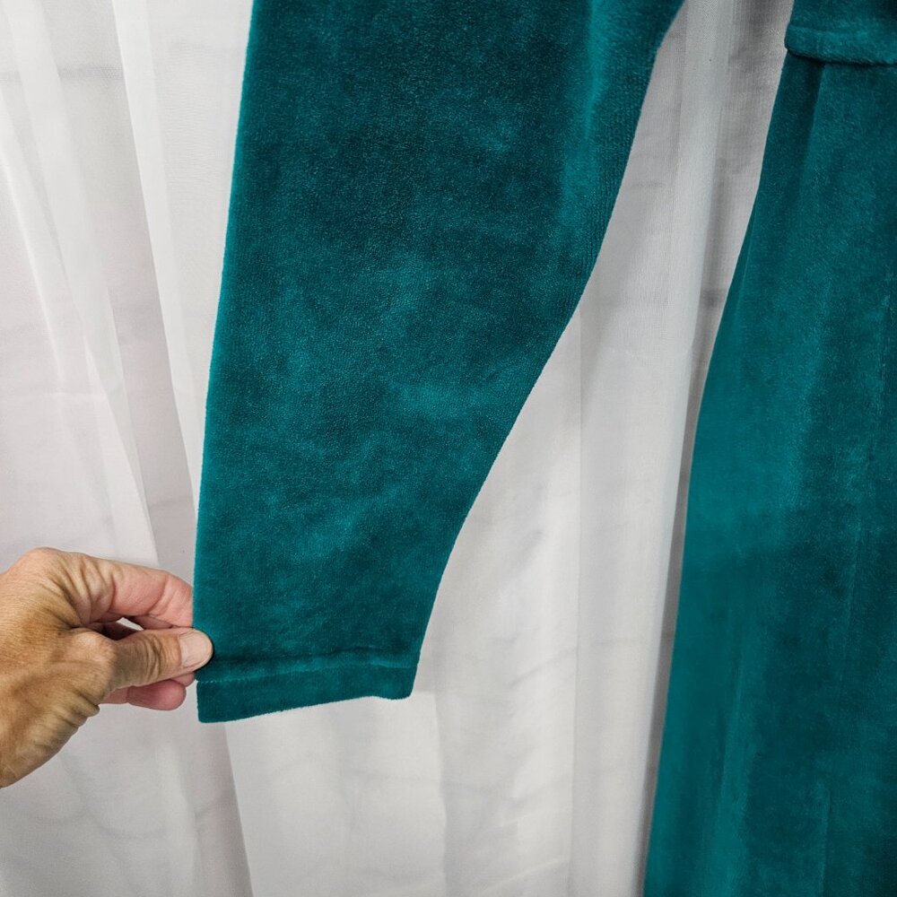 Vintage Erika Dress Maxi Velvet Green Mock Neck Goth Grunge Retro Minimalist M - Picture 4 of 11